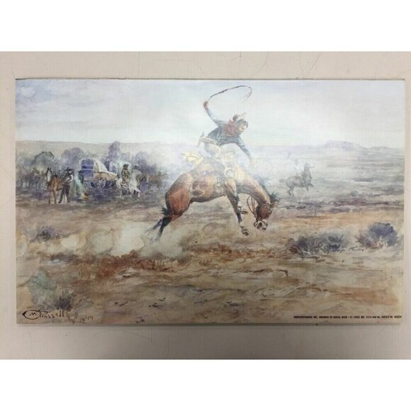 17"x10.5" PRINT of Cowboy Painting by CHARLES M. RUSSELL Anheuser-Busch, Inc. - Picture 1 of 3